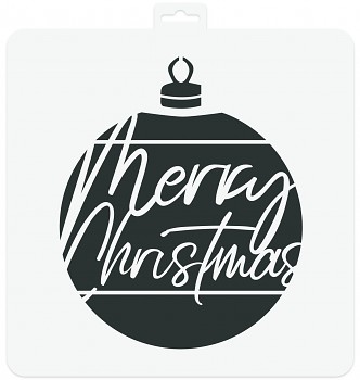 Stencil 28x28cm / Merry Christmas Bauble