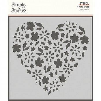 Stencil 6x6" / Floral Heart